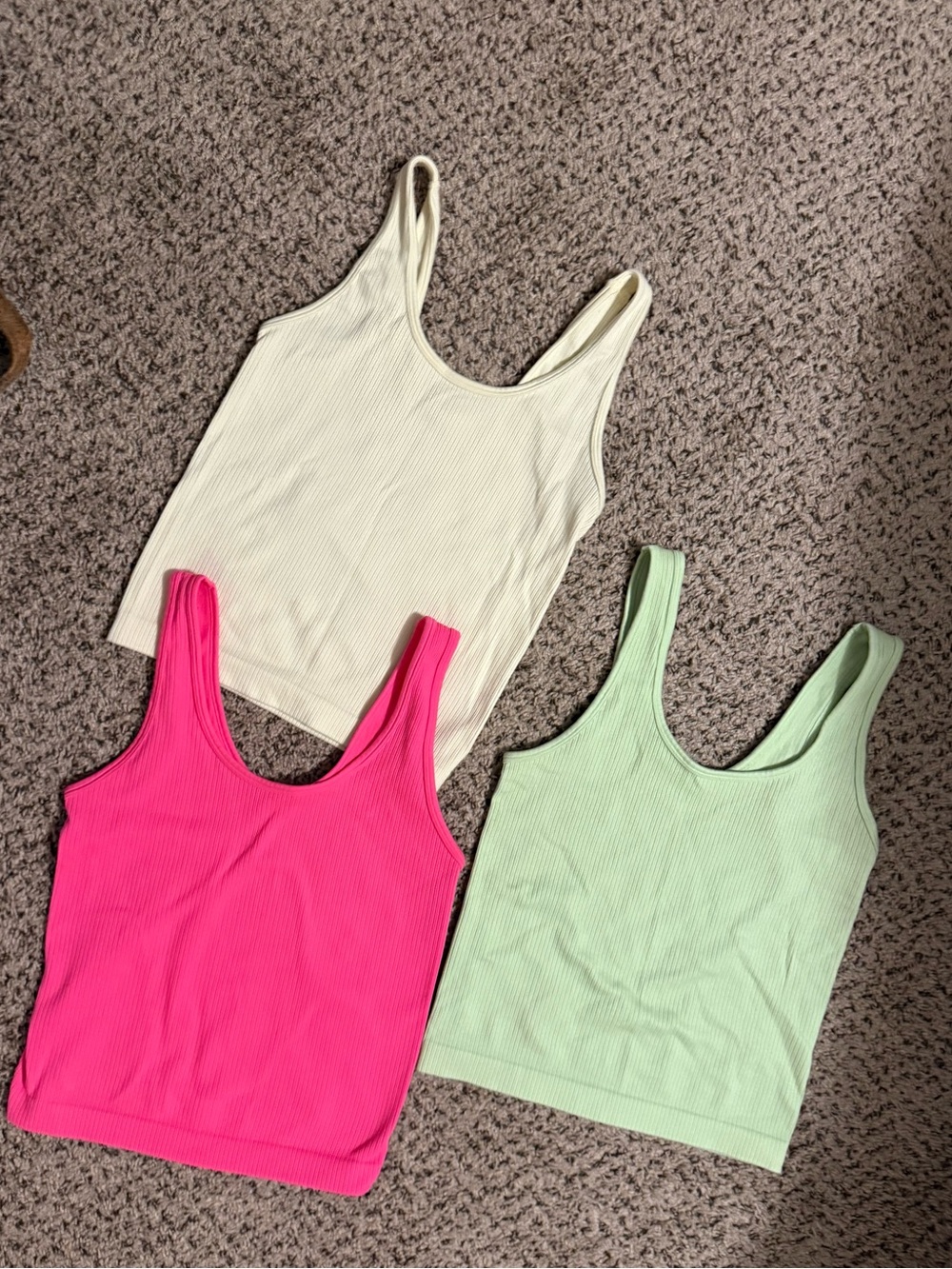 a new day Ribbed Active Scoop Tanks in Hot Pink, Pale Yellow & Key Lime